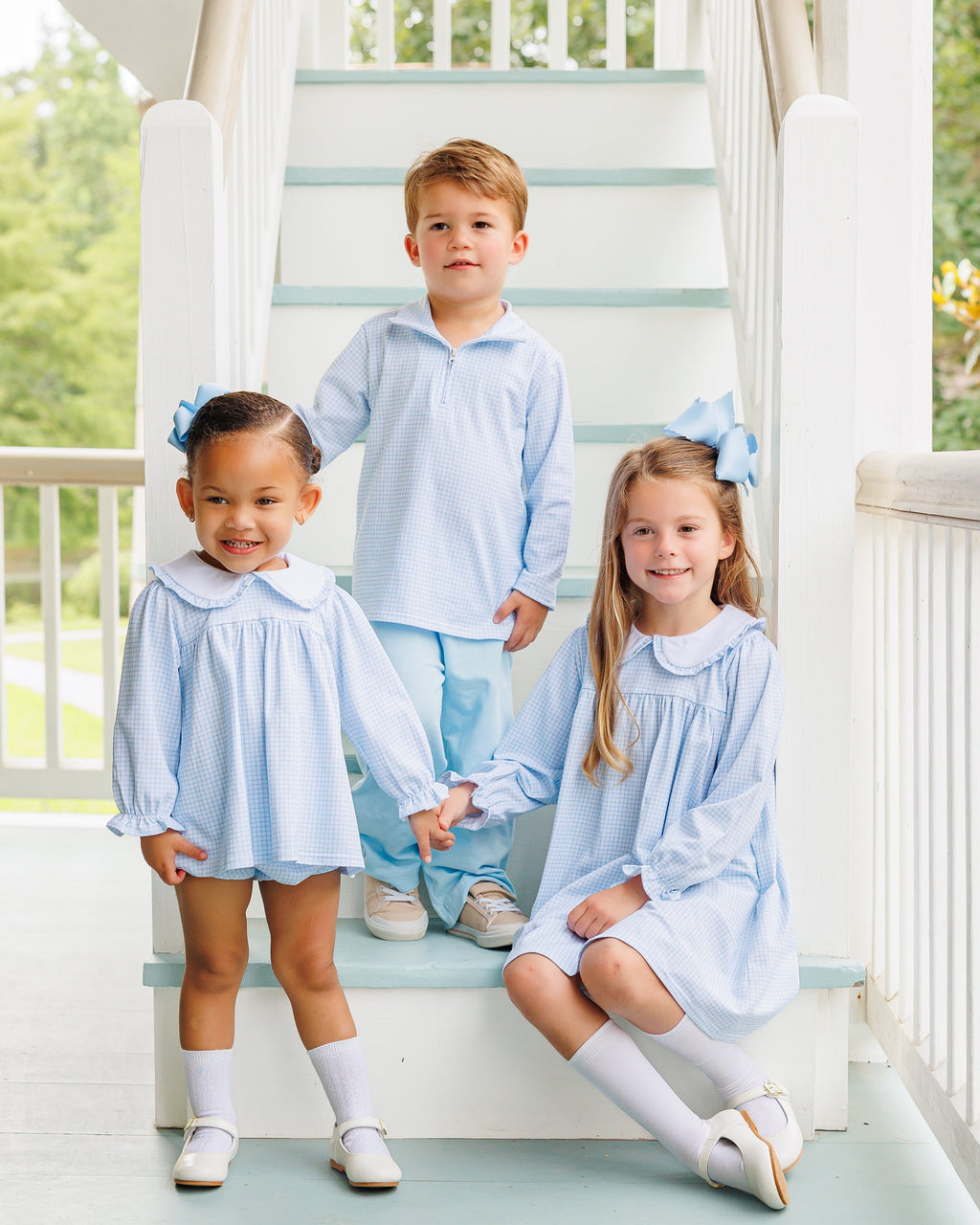 Catherine Dress- Light Blue Windowpane
