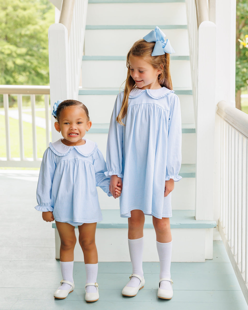 Catherine Dress- Light Blue Windowpane