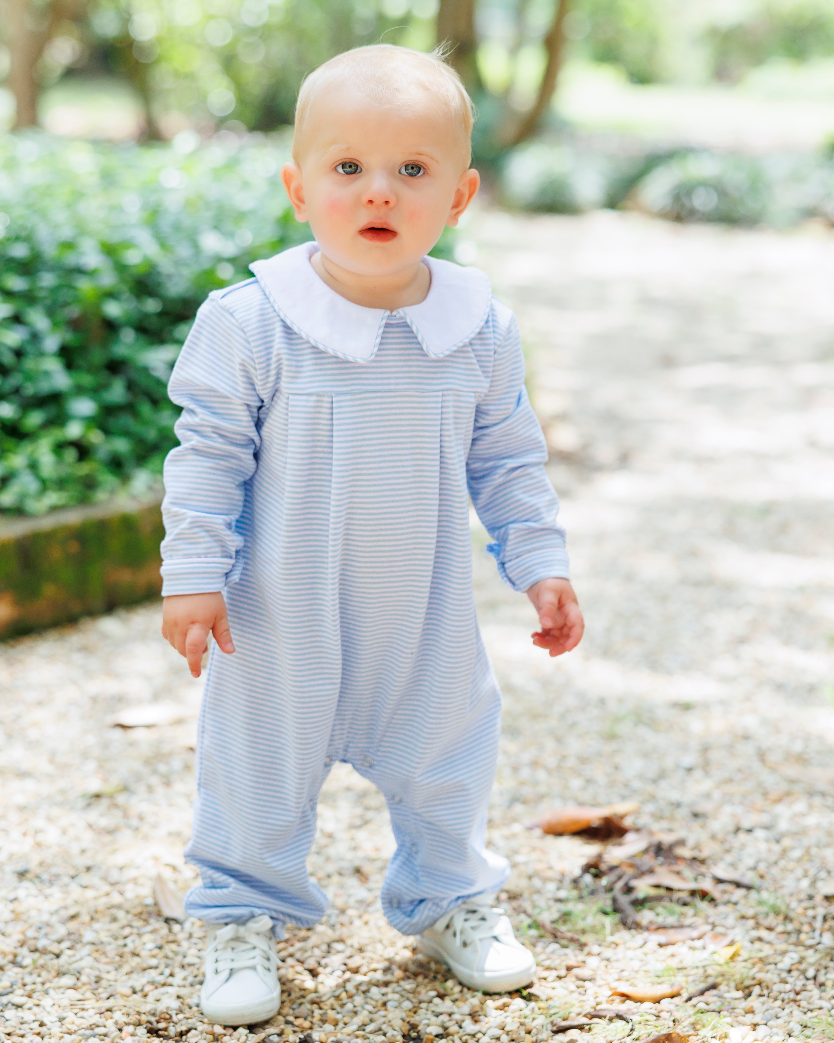 Henry Romper- Light Blue Stripe