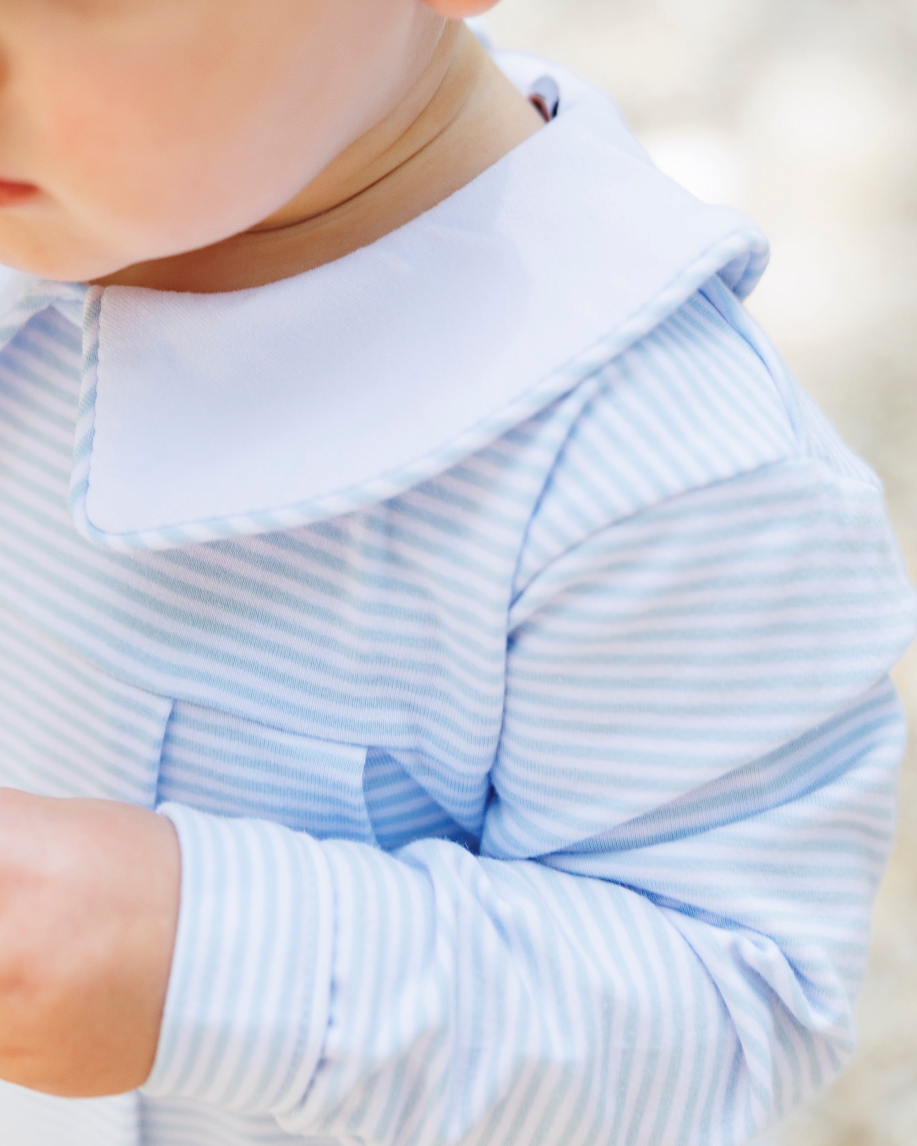 Henry Romper- Light Blue Stripe