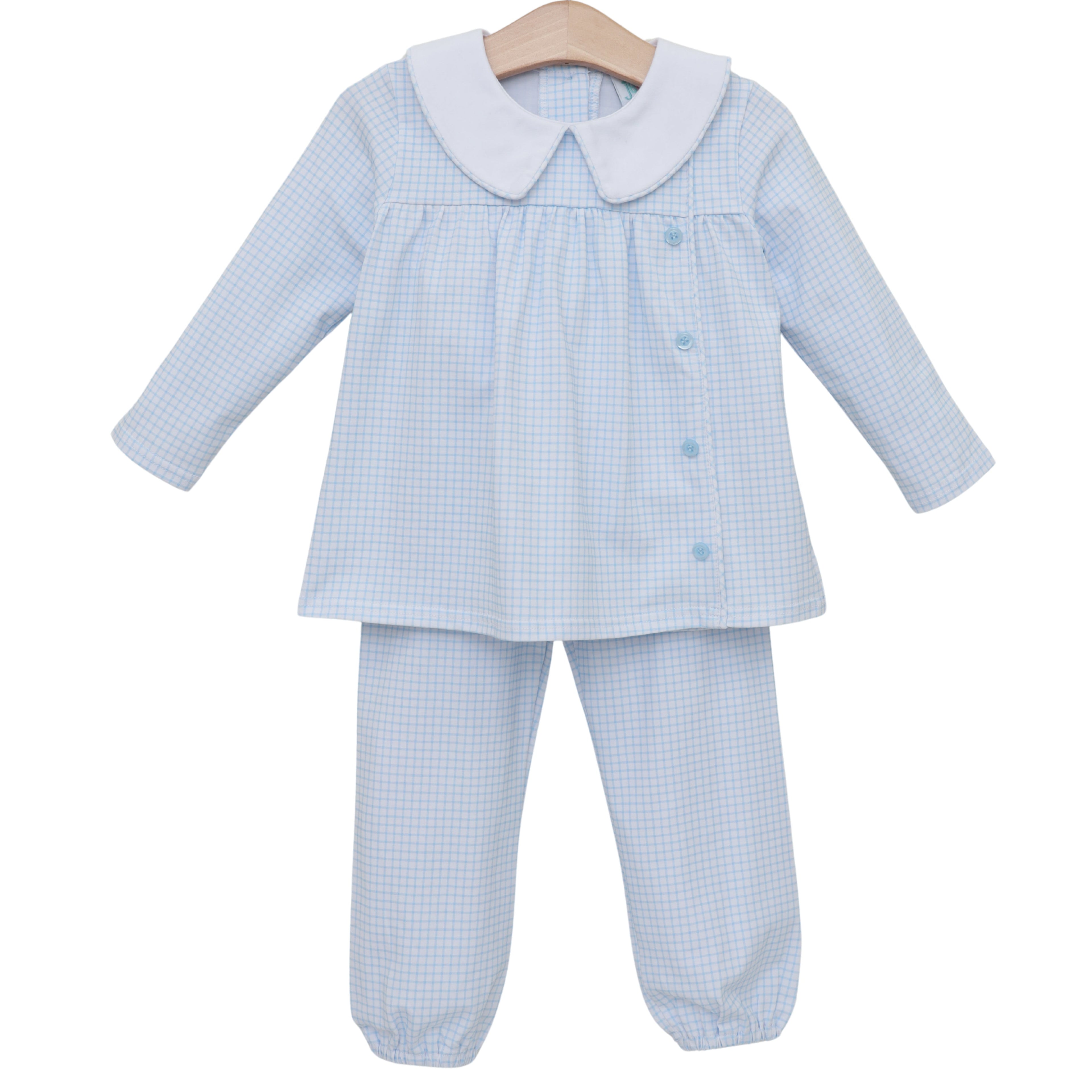 Liam Bloomer Pants Set- Light Blue Windowpane