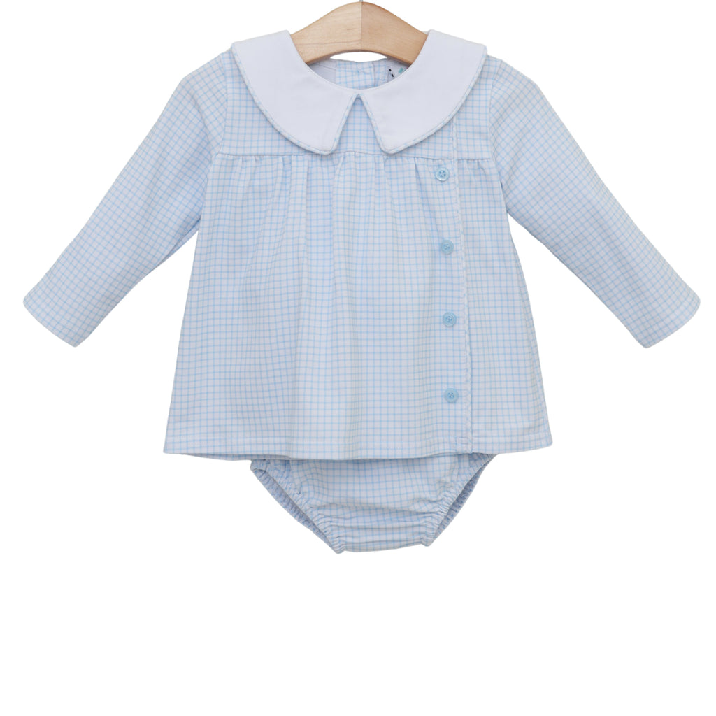 Liam Diaper Set- Light Blue Windowpane