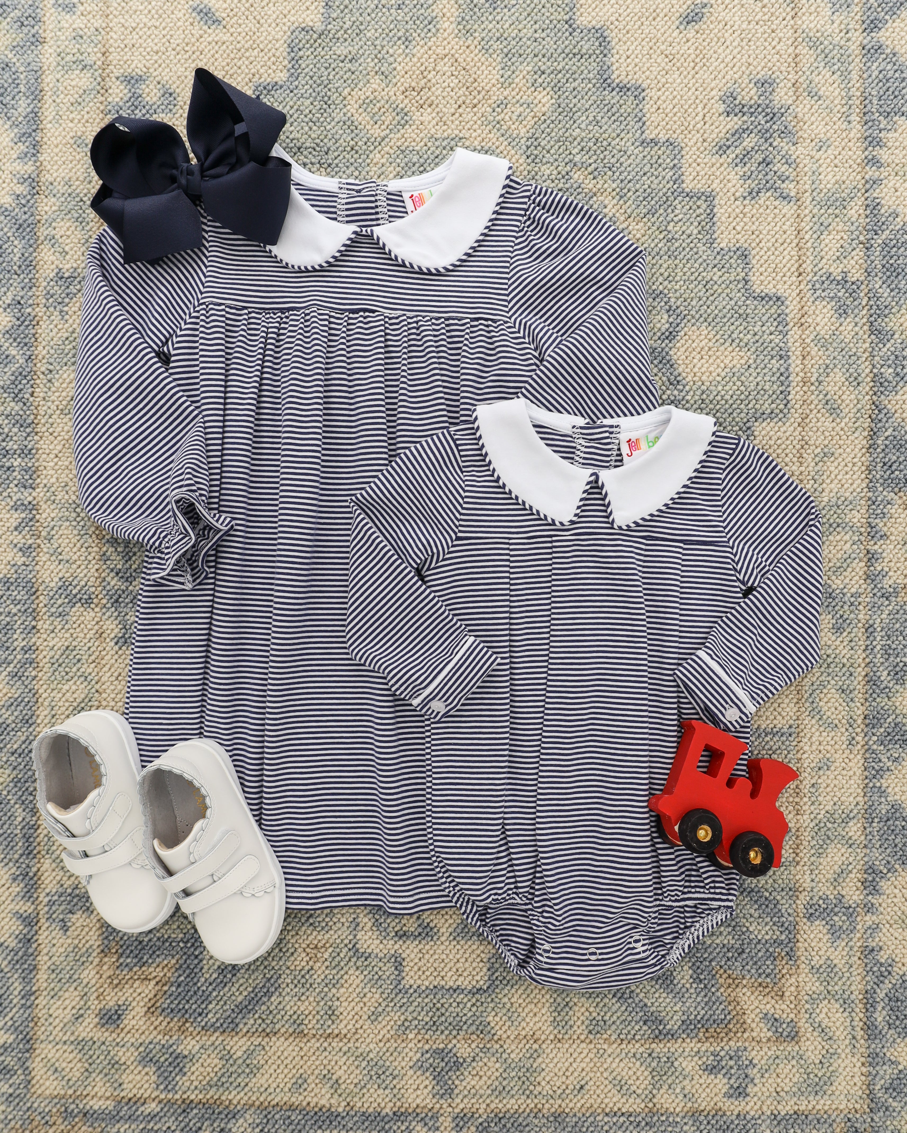 Lottie Dress - Navy Stripe