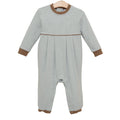 Patrick Romper- Dusty Sage Stripe/Light Brown
