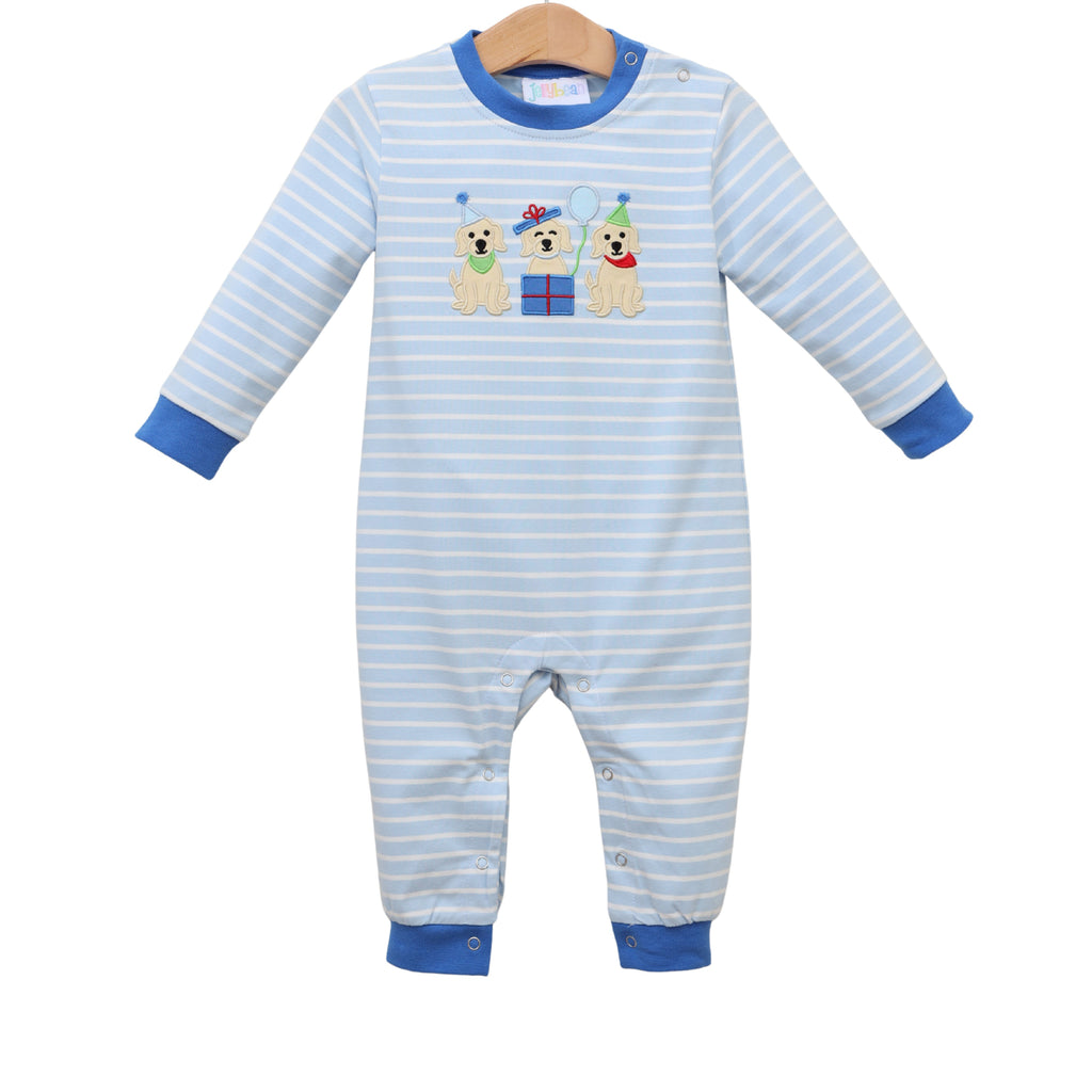 Puppy Party Blue Romper