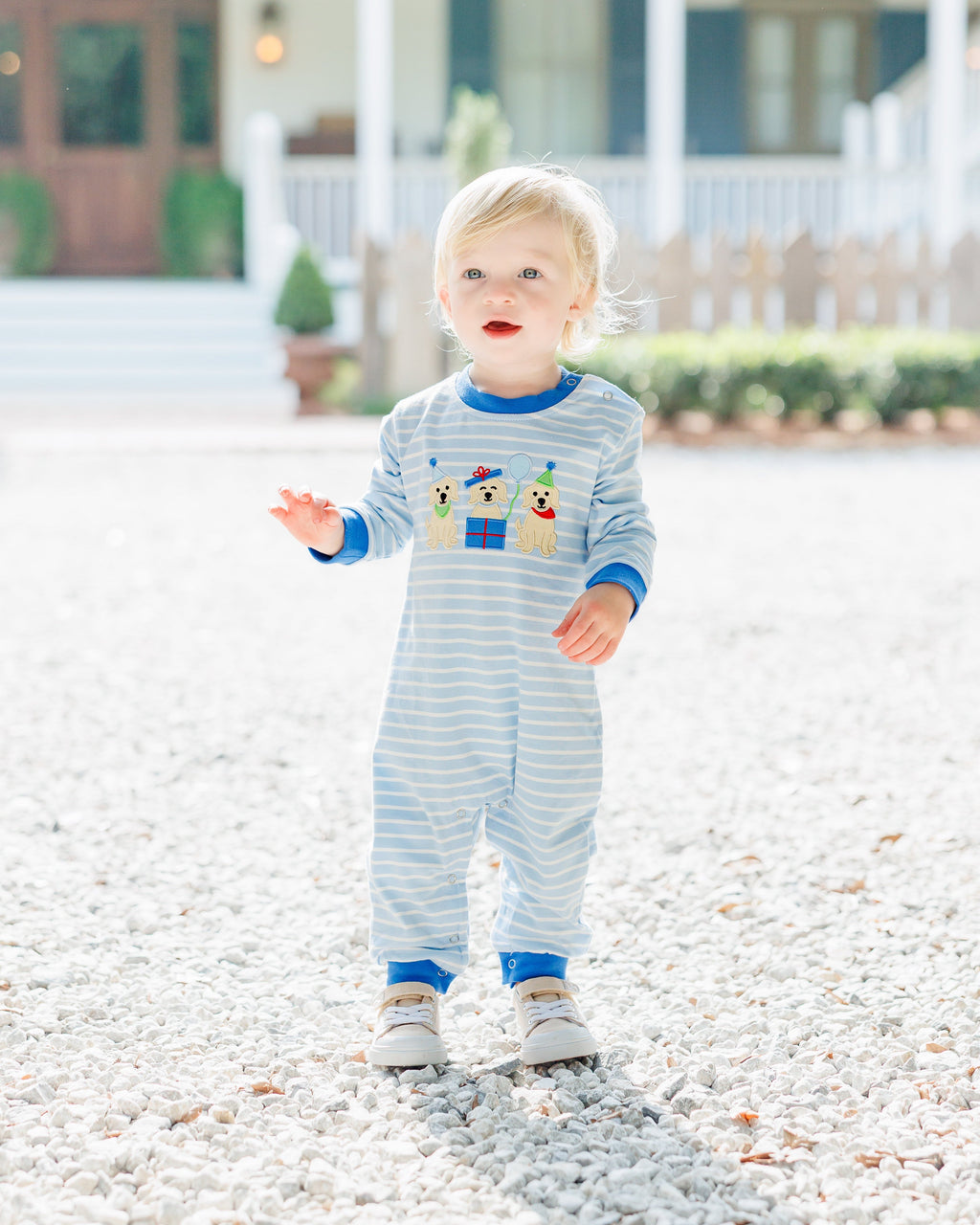 Puppy Party Blue Romper