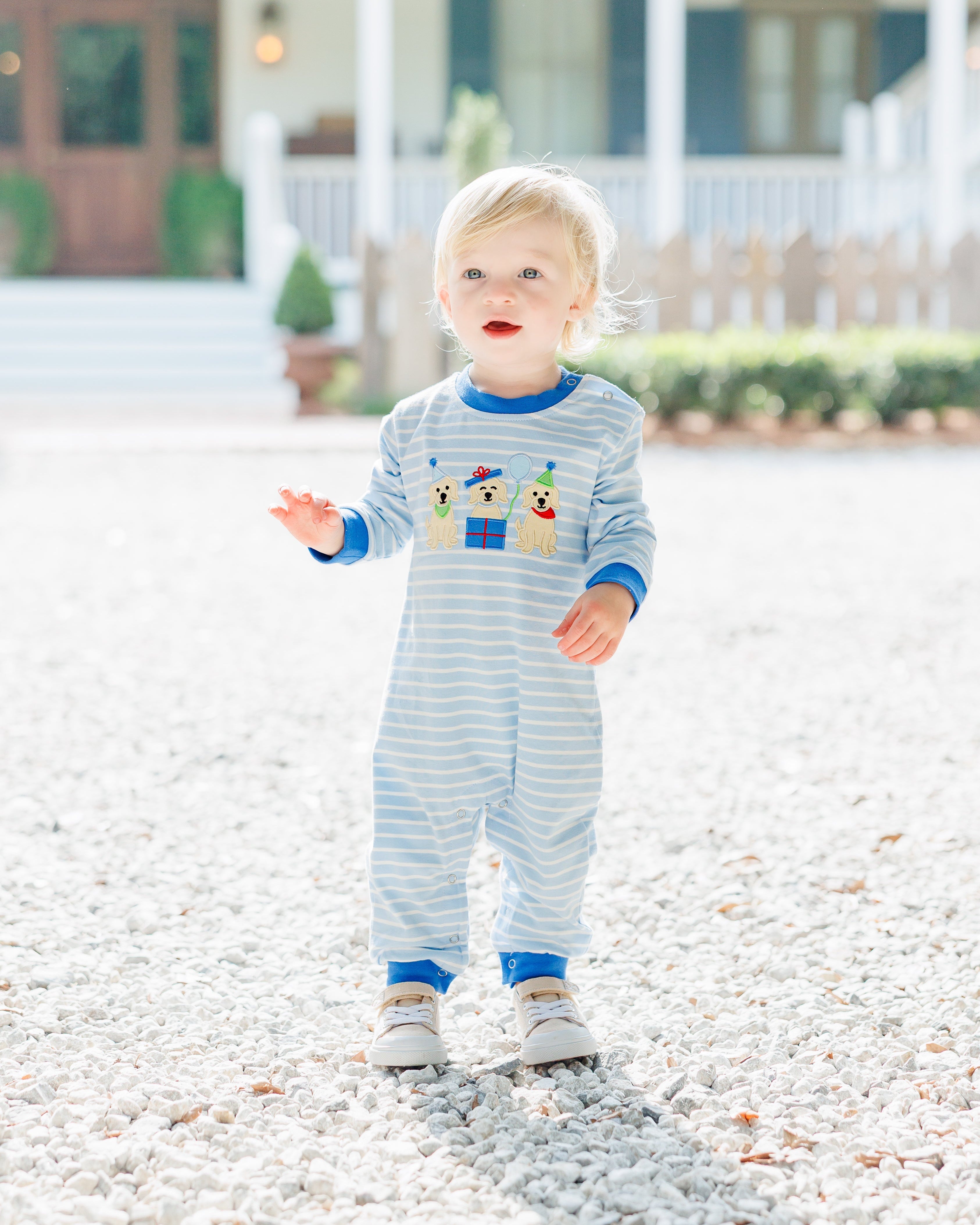 Puppy Party Blue Romper