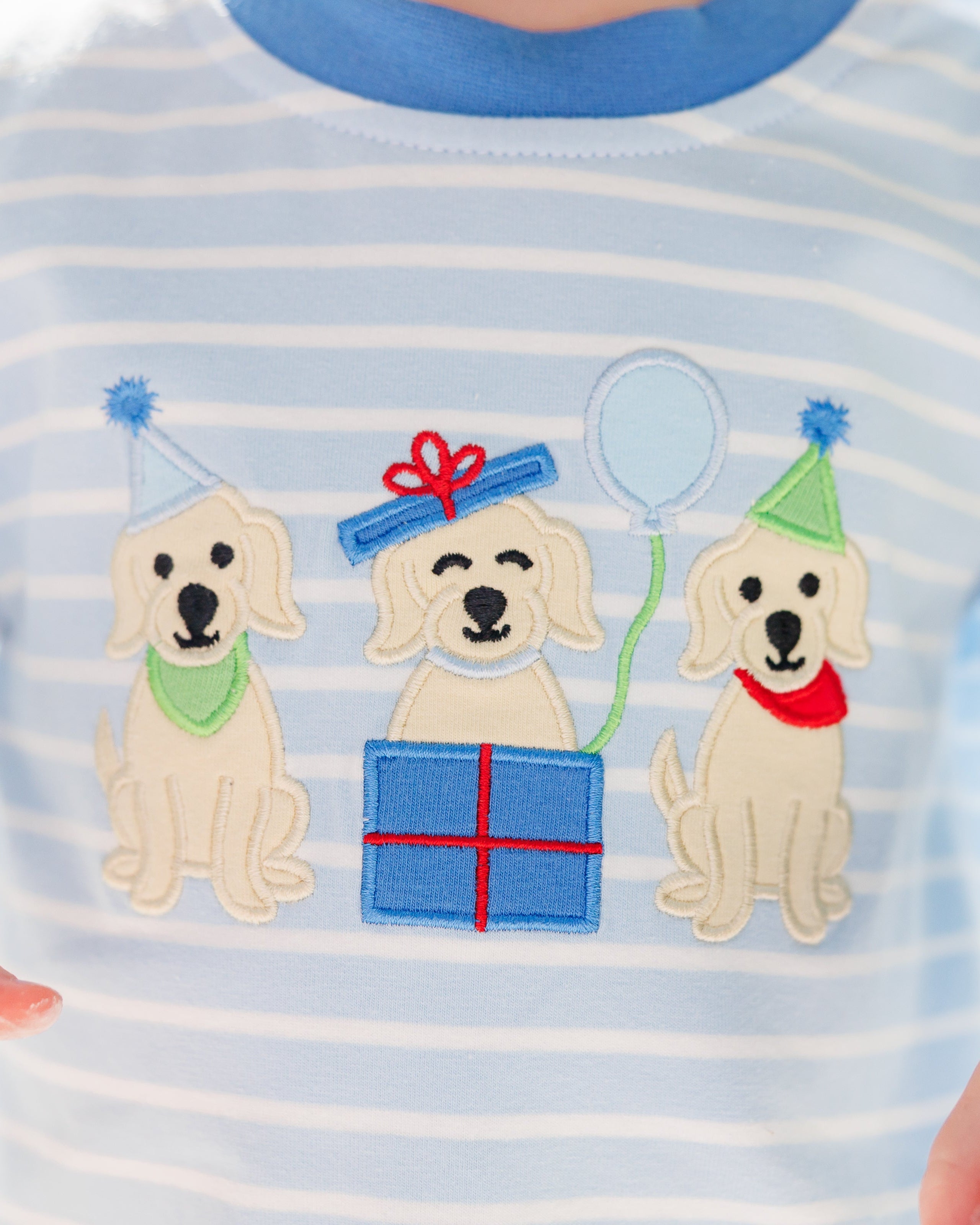 Puppy Party Blue Romper