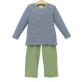 Thomas Pants Set- Dusty Blue Stripe/Sage